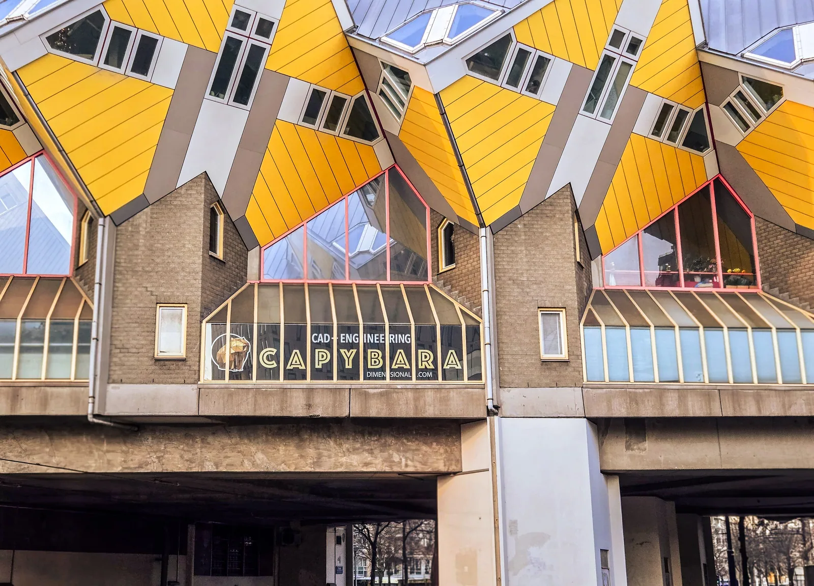 Office announcement featuring the Rotterdam Cube Houses